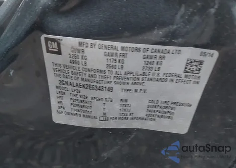 2014 Chevrolet Equinox Ls z USA, uszkodzony, nr VIN 2GNALAEK2E6343149